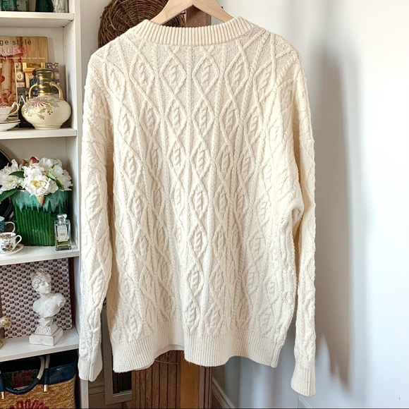 Draper James Cable Knit Chunky Oversized Cardigan Ivory - Picture 11 of 13